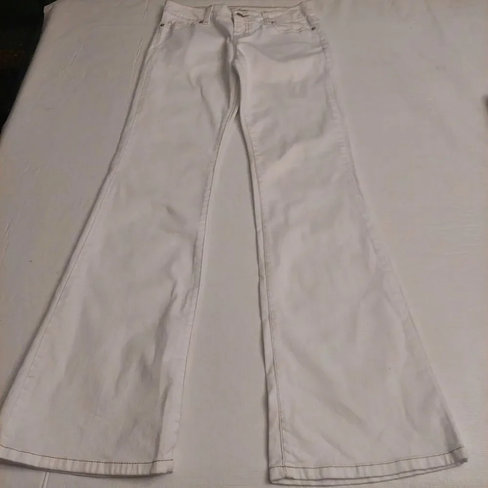 Jordache White Denim Mid Rise Flare Jeans Stretch Preppy Y2K Style Size 5/6
